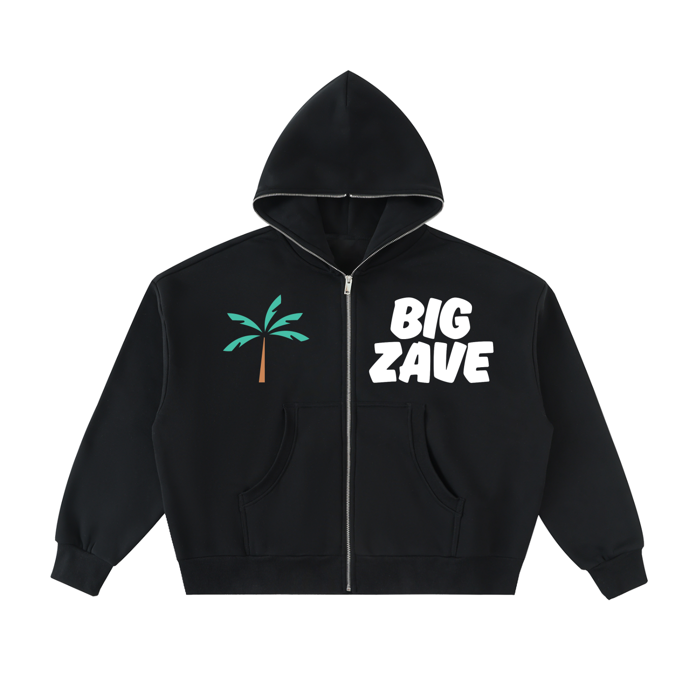BIG ZAVE - Fleeced Full-Zip Boxy Hoodie