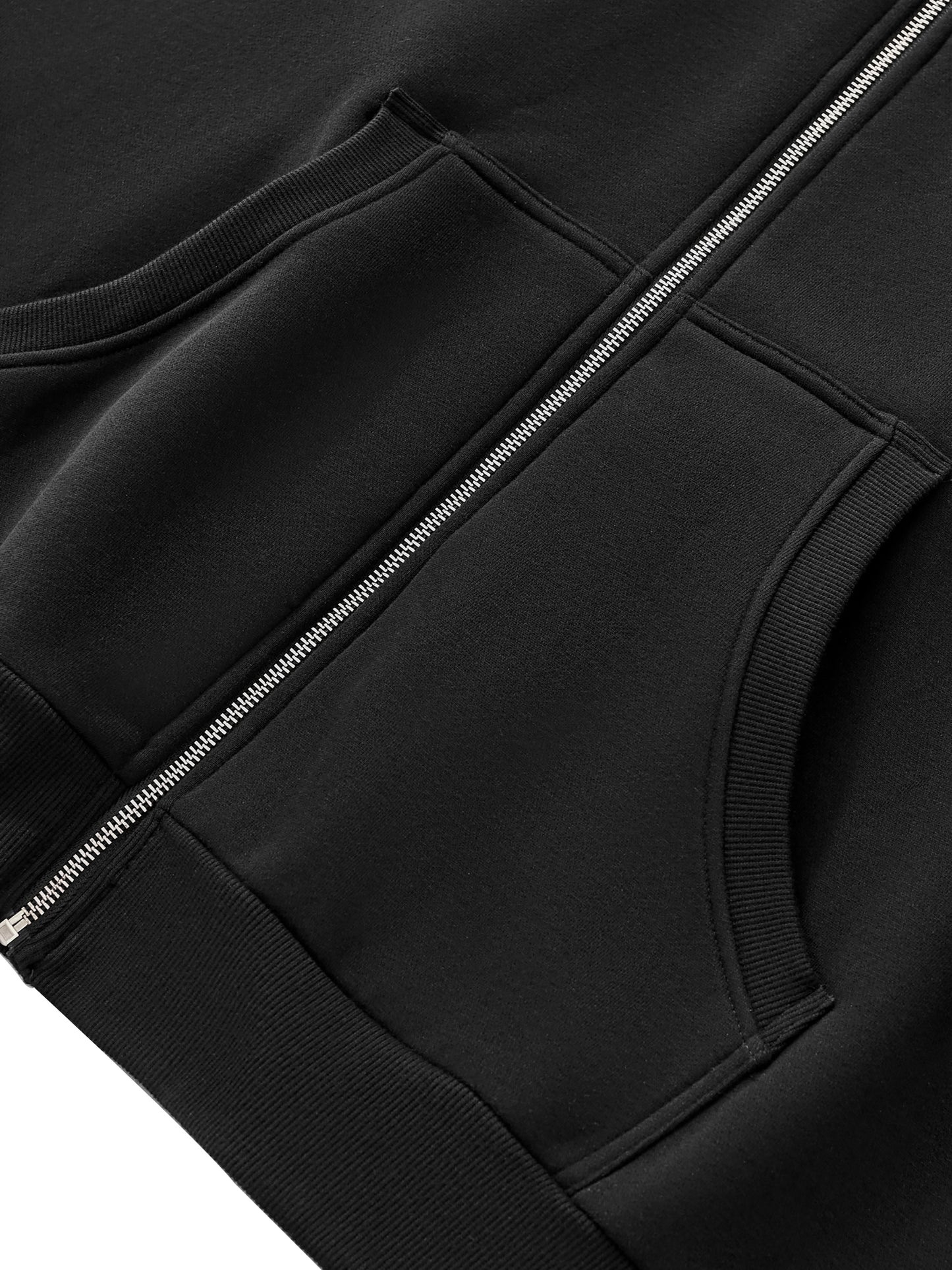 BIG ZAVE - Fleeced Full-Zip Boxy Hoodie
