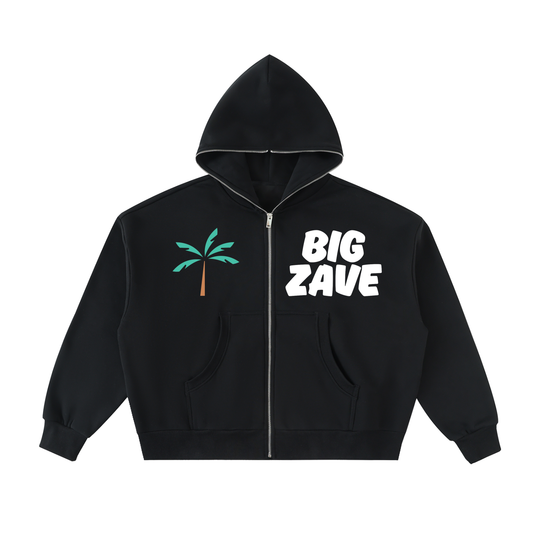 BIG ZAVE - Fleeced Full-Zip Boxy Hoodie